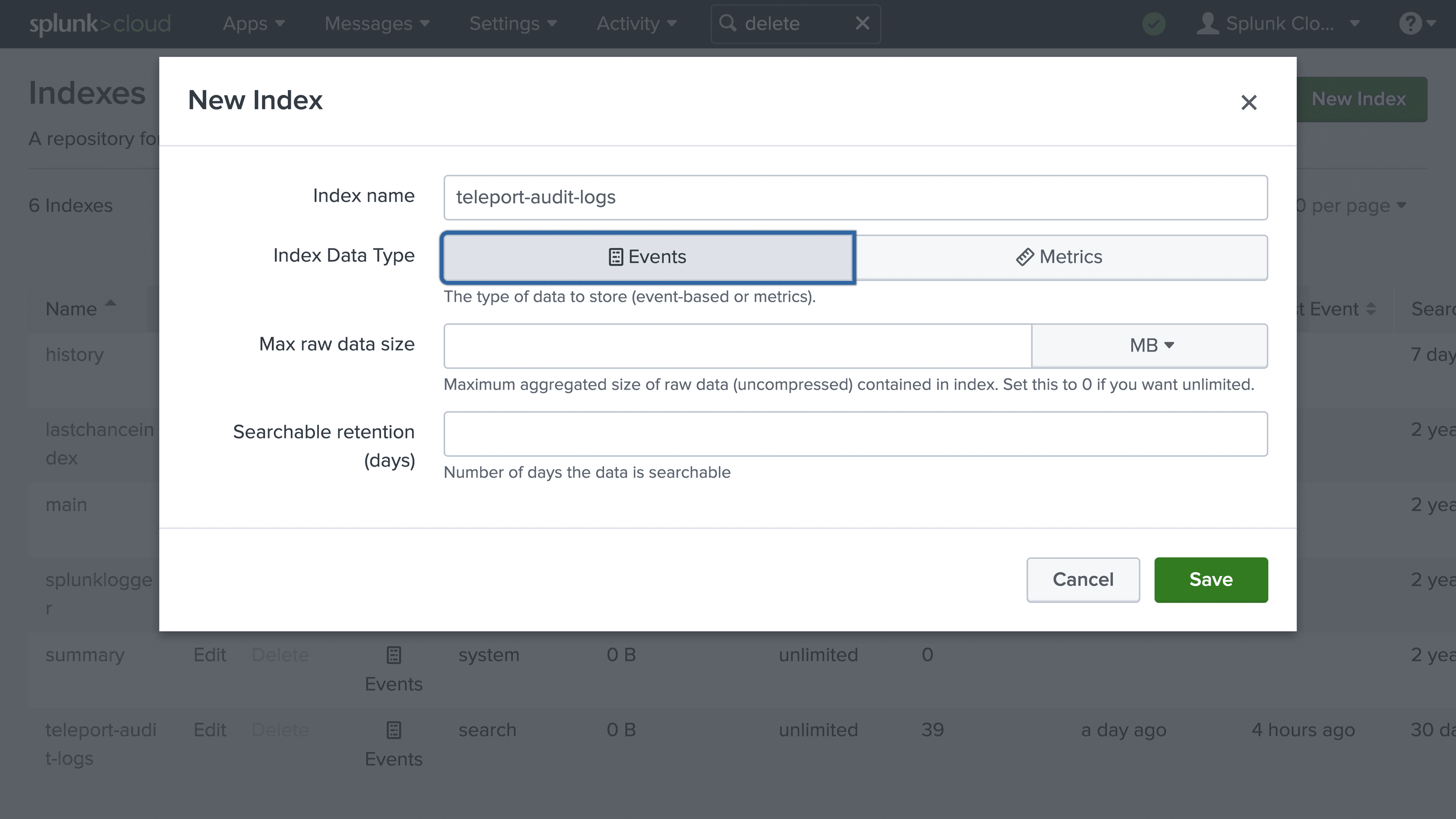 Creating an Index